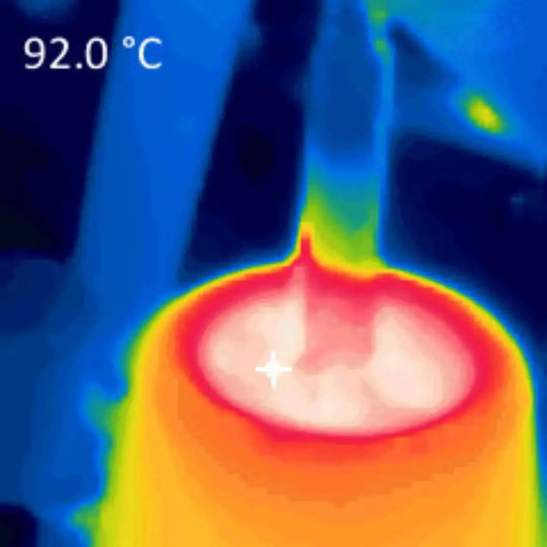 Infrared thermal image showing the Brua3 Max manual espresso machine water temperature while making espresso.